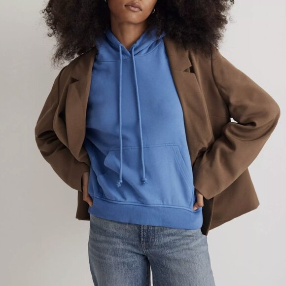 Madewell Bluestone Terry Relaxed Raglan-Sleeve Hooded Sweatshirt - Picture 4 of 5